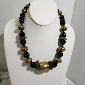 Vintage Cold Water Creek black / gold necklace 1.1938